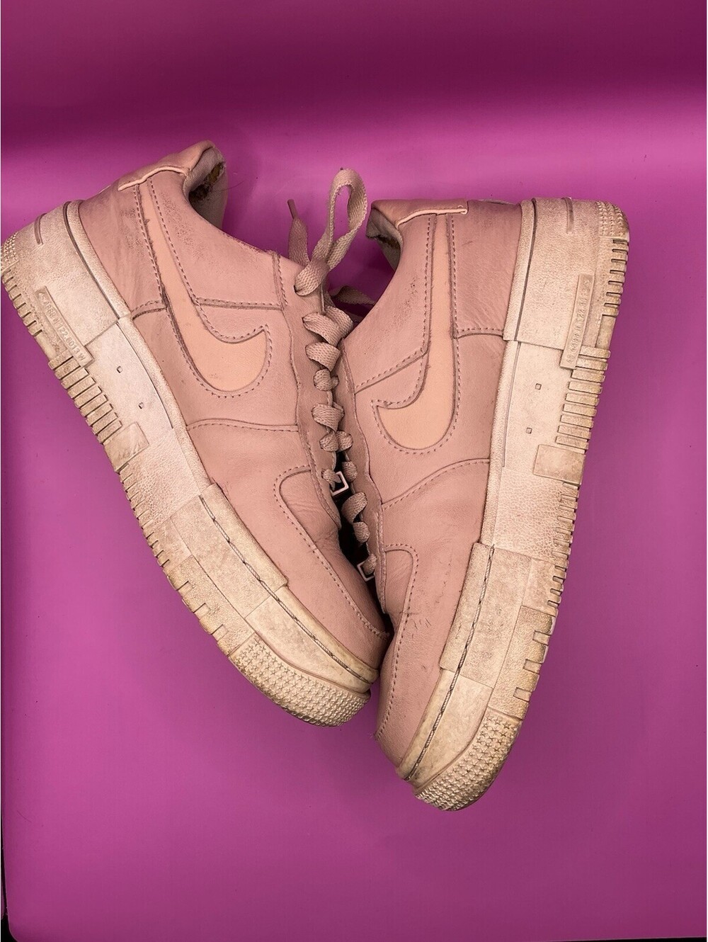 Women’s Pink Nike Size 6 Pink Leather Platform Sneakers